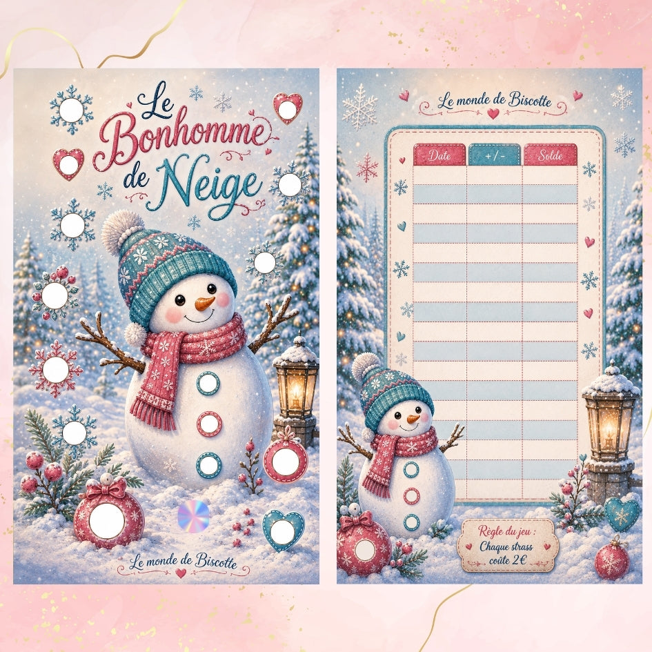 Defi budget Diamond Painting Noel bonhomme de neige avec strass