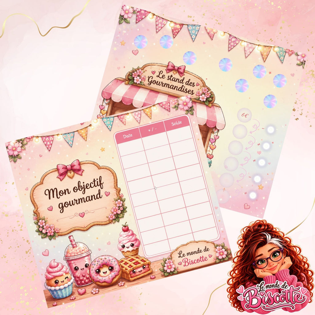 Defi budget Mon Objectif Gourmand avec stickers et pastilles a gratter