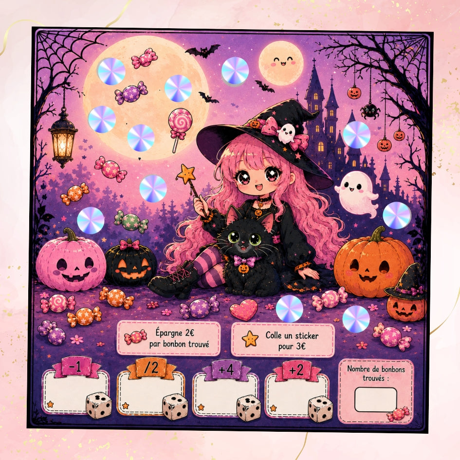 Défi d'épargne Ysadora Halloween avec jeu et pastilles