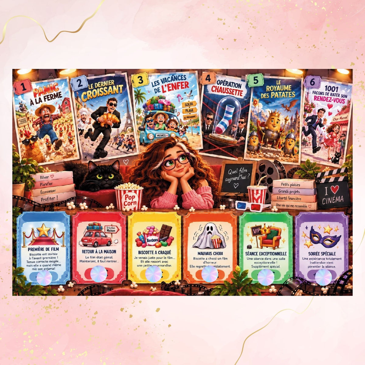 Jeu de plateau Biscotte va au cinema avec cartes a gratter
