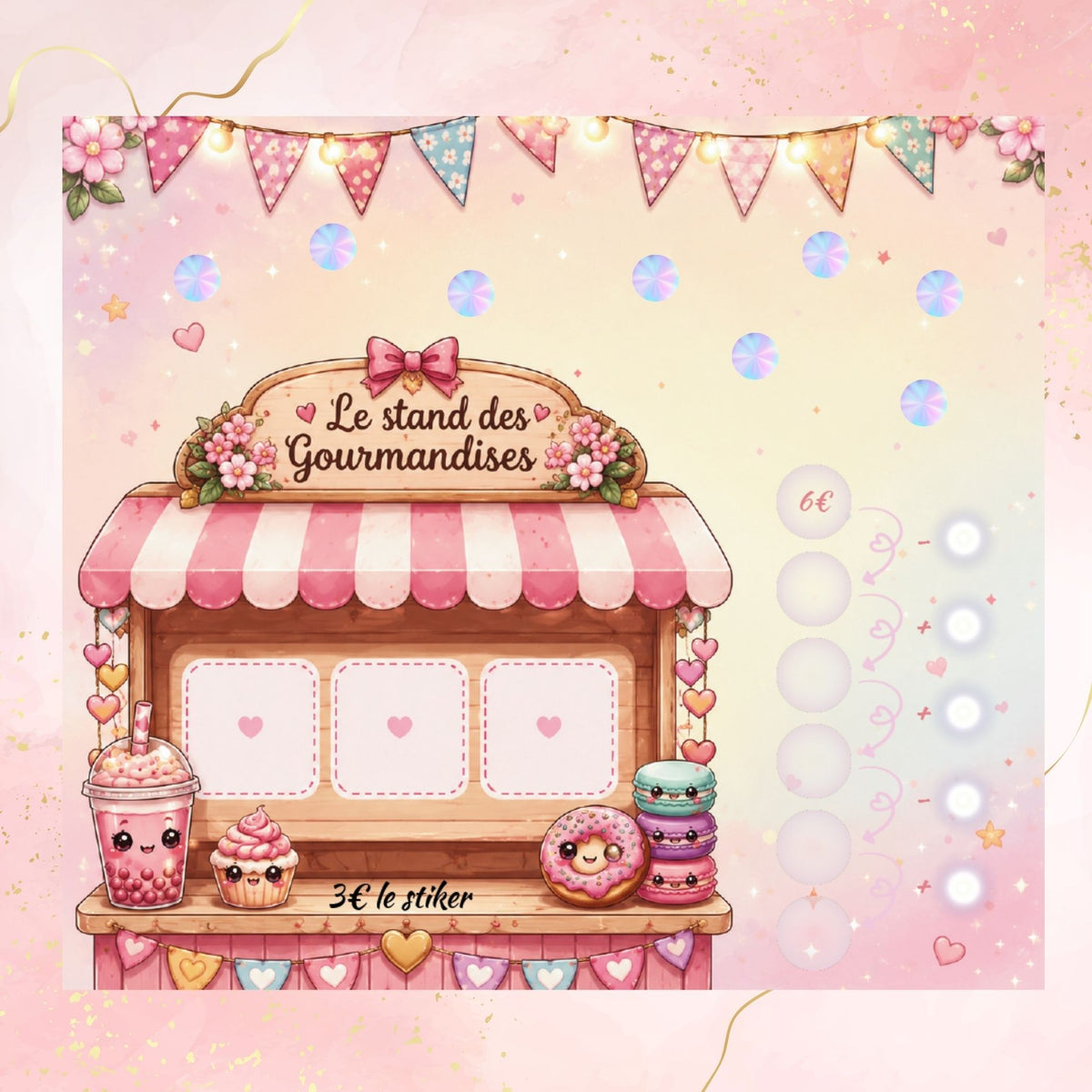 Jeu epargne Mon Objectif Gourmand avec patisseries et pastilles a gratter