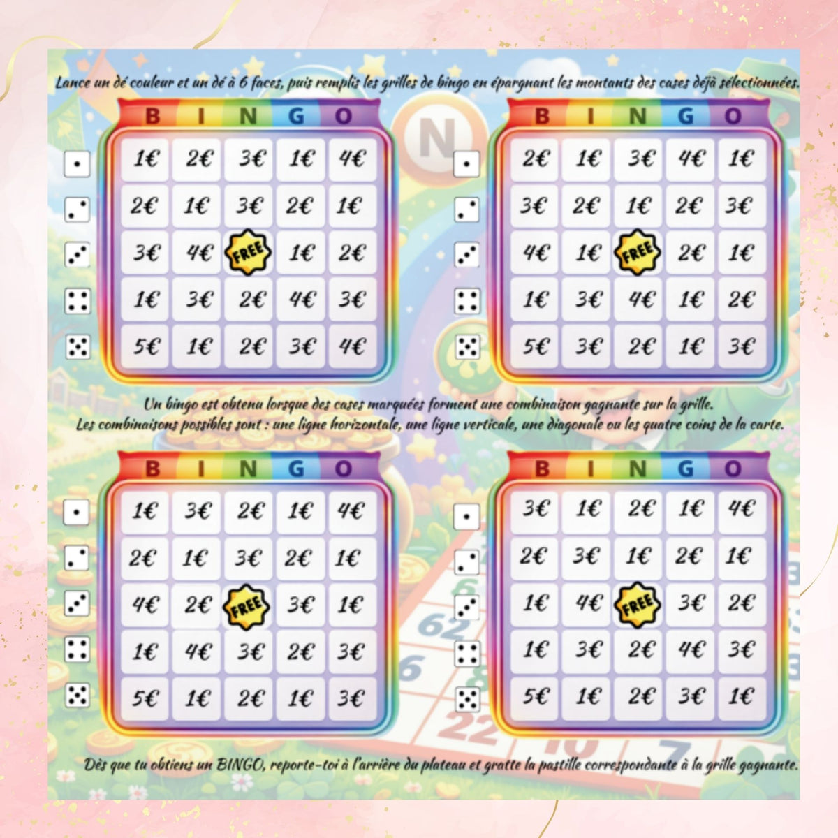 Quatre grilles du defi budget Bingo pour epargner en jouant