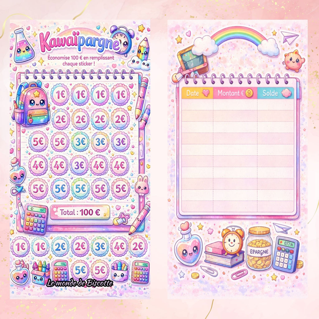 Recto verso du defi budget Kawaipargne avec tracker epargne
