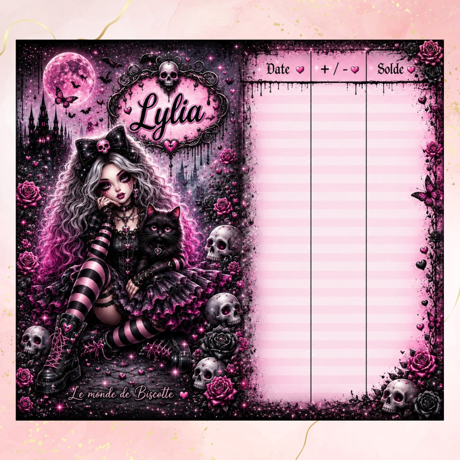 Tracker d’épargne du défi budget Lylia gothique kawaii