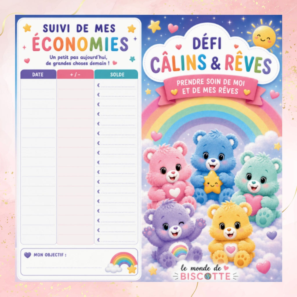 Tracker du defi budget Calins et Reves avec nounours pastel