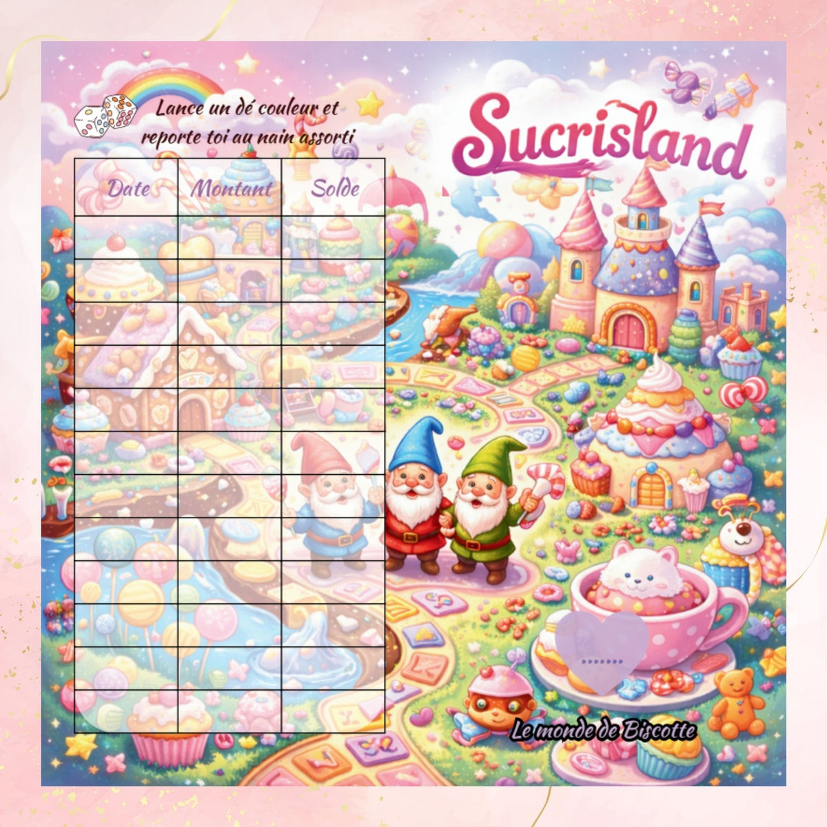 Tracker du defi budget Sucrisland univers gourmand et colore