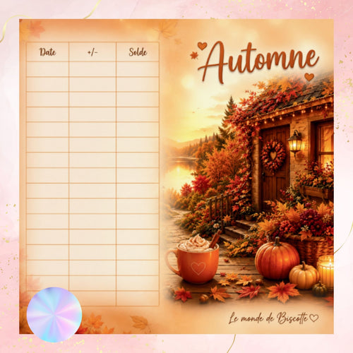 Tracker epargne du defi budget Automne avec ambiance cocooning