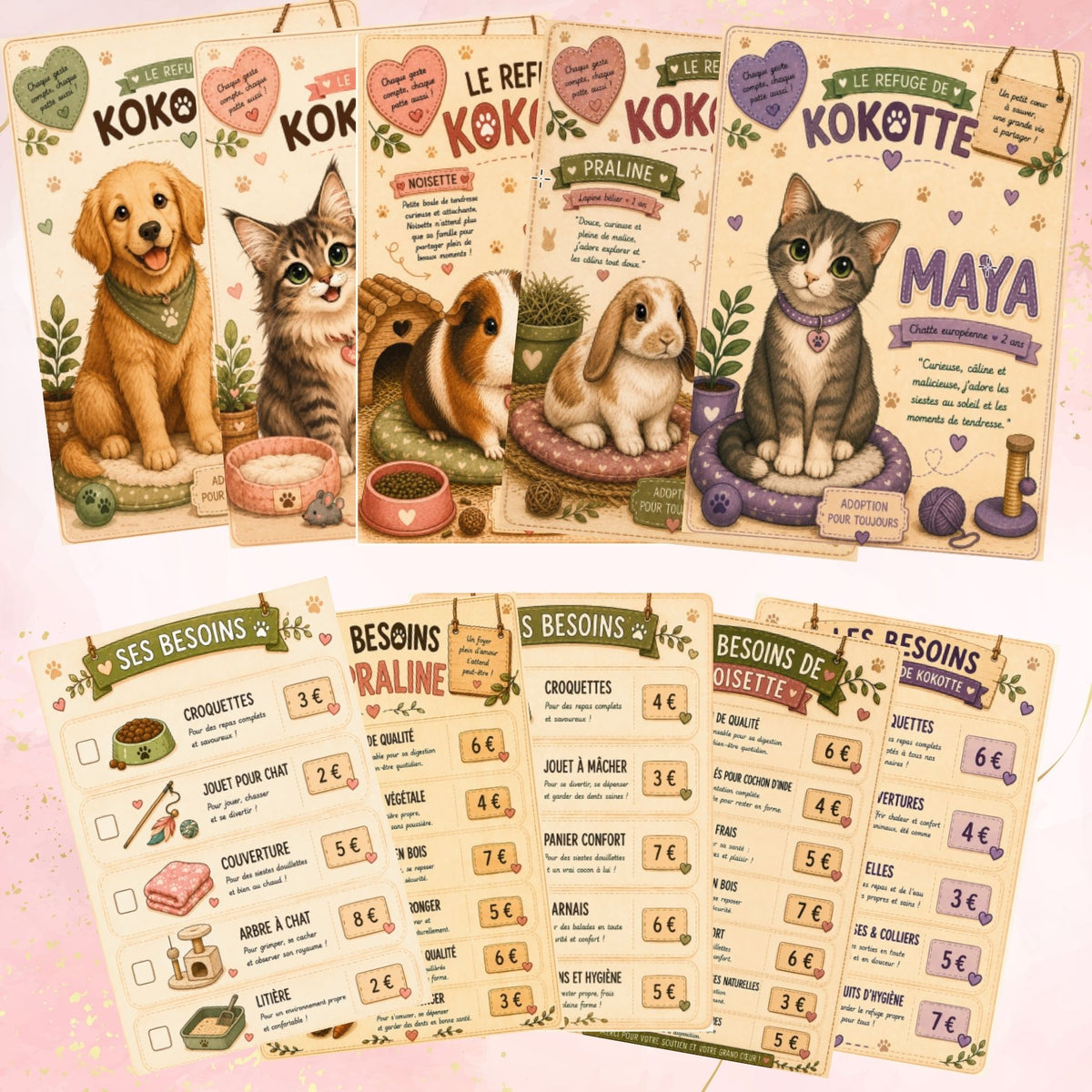 defi-budget-le-refuge-de-kokotte-cartes-animaux-stickers